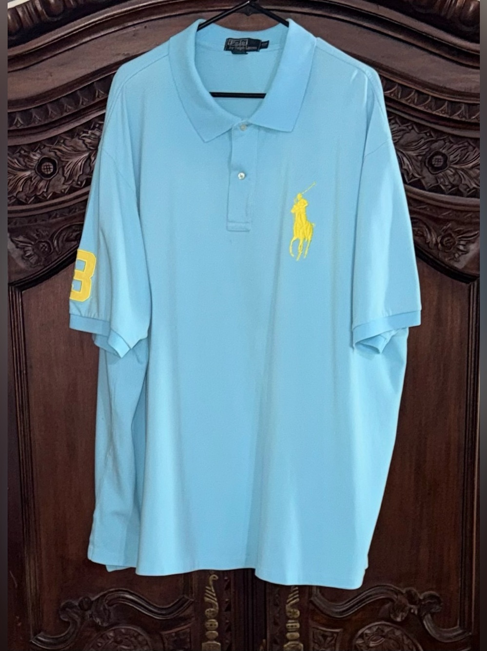 Polo Ralph Lauren Men’s Big & Tall Sz 4XB Aqua Blue Big Horse Polo Shirt!